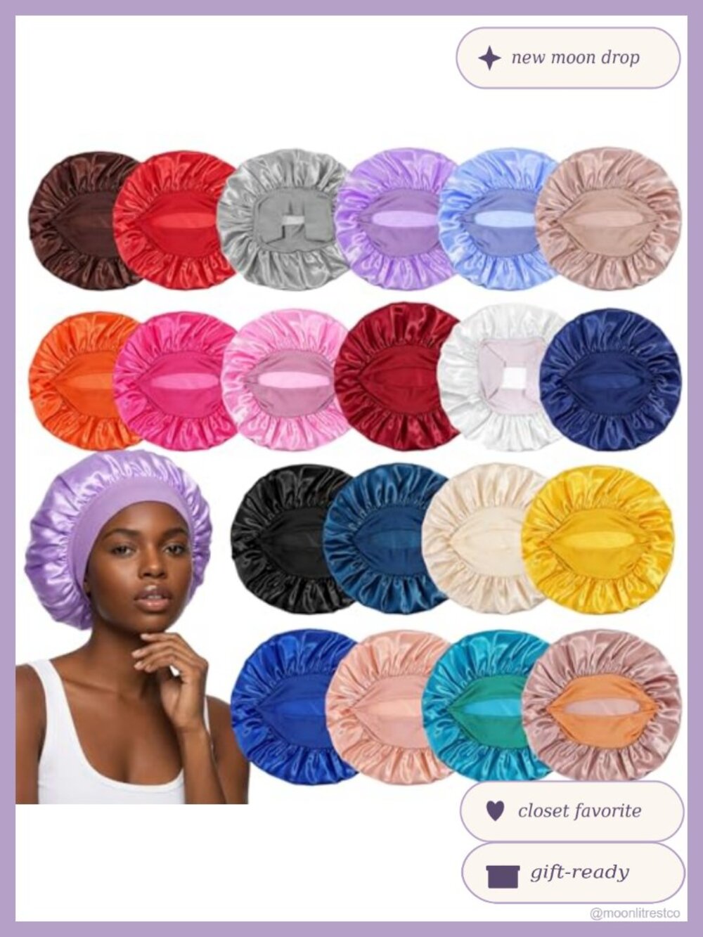 Satin Hair Bonnets 20 Pack Large 12 Inch Sleep Cap Wide Band Women